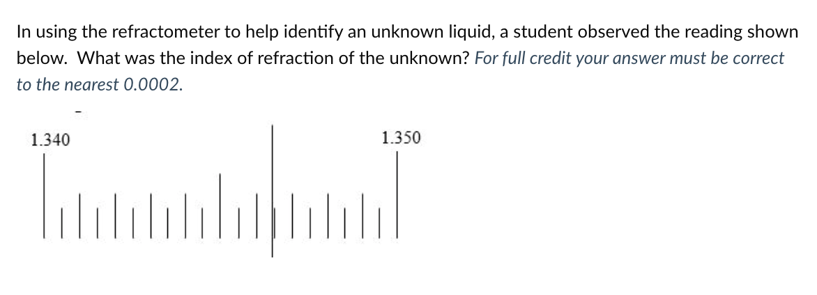 Solved In using the refractometer to help identify an | Chegg.com