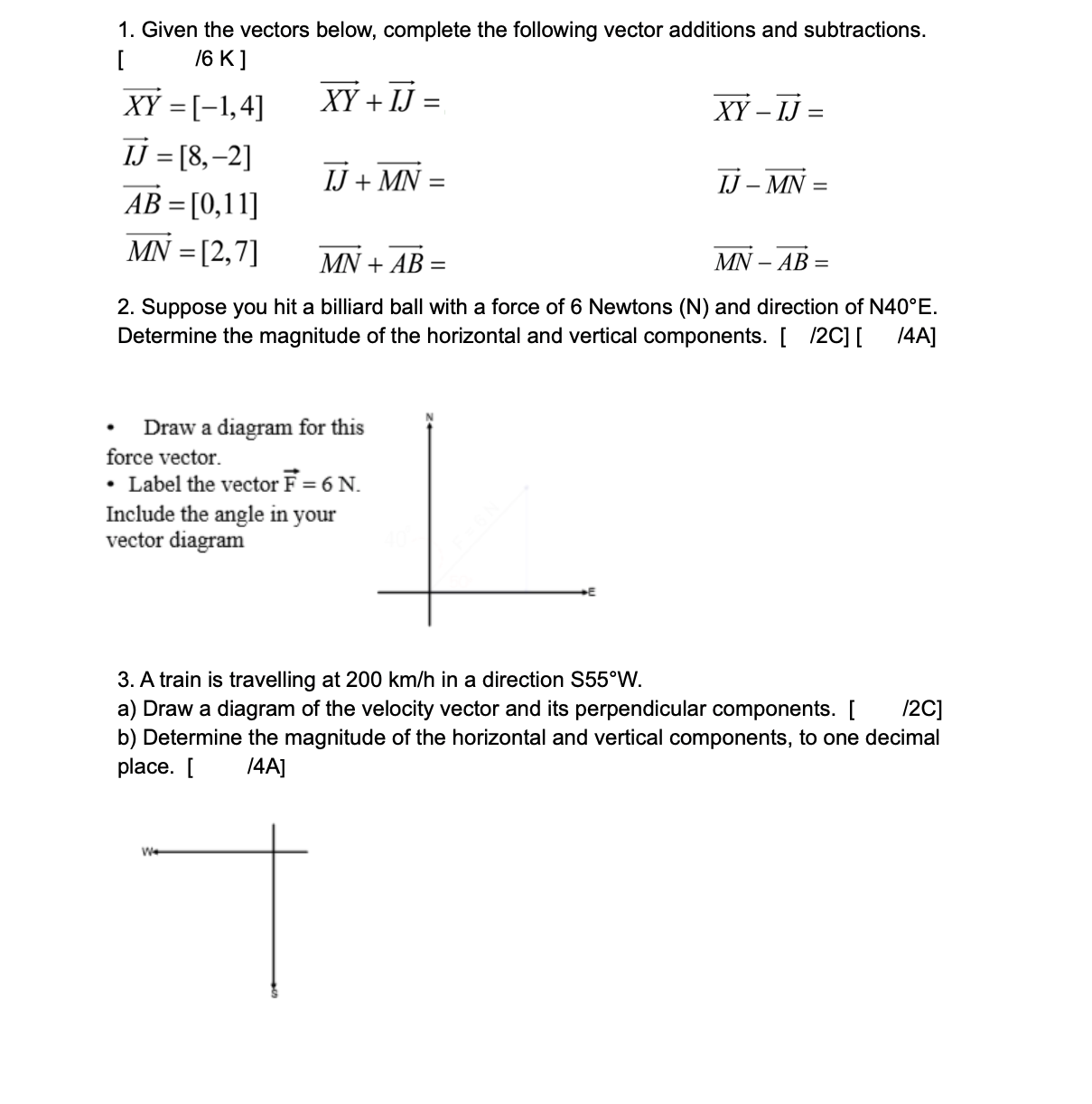 Solved 1. Given The Vectors Below, Complete The Following | Chegg.com