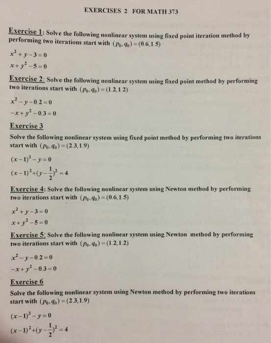 Solved EXERCISES 2 FOR MATH 373 Exercise 1: S performing two | Chegg.com