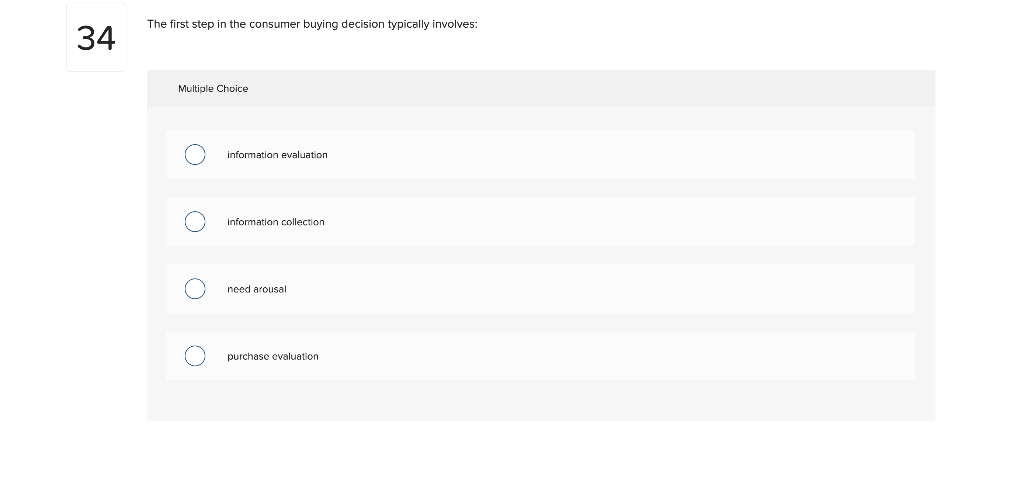 Solved The first step in the consumer buying decision | Chegg.com