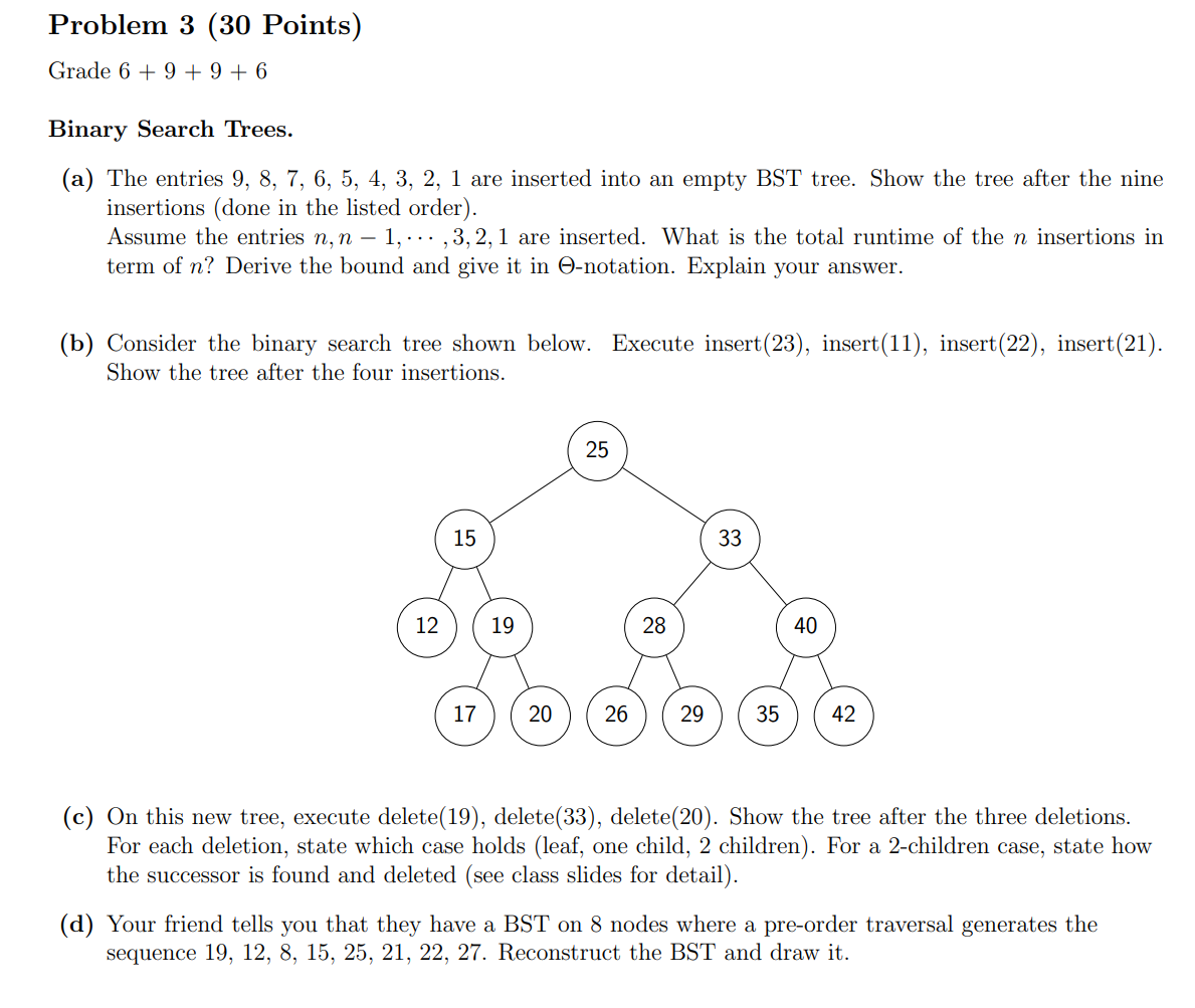 Solved Problem 3 (30 Points) Grade 6+9+9+6 Binary Search | Chegg.com