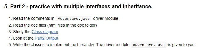 Solved 5. Part 2 - practice with multiple interfaces and | Chegg.com