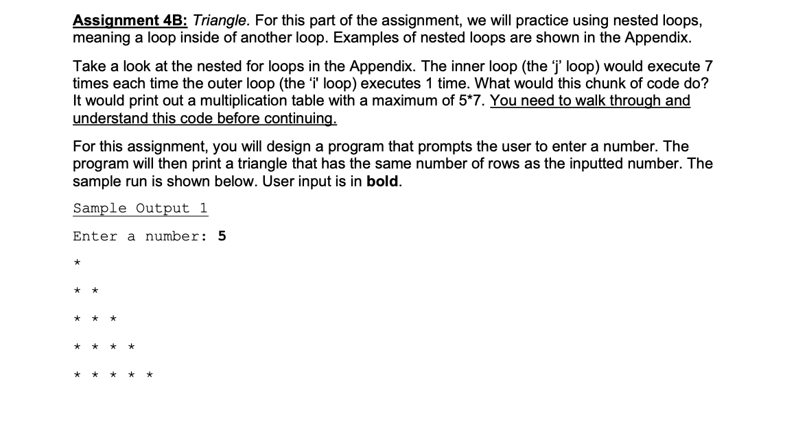 Solved java code please!! Assignment 4B: Triangle. For this | Chegg.com