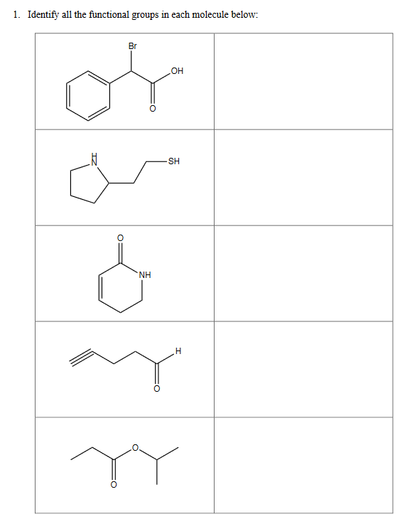 Solved Identify All The Functional Groups In Each Chegg Com