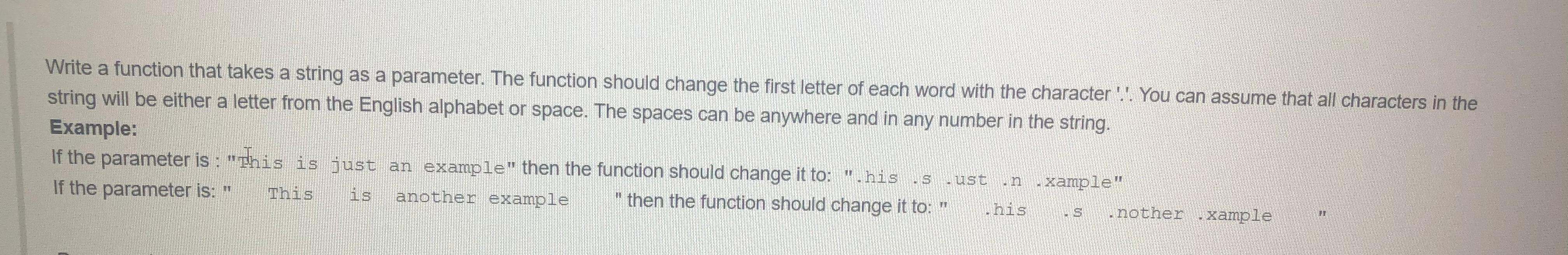 Solved Write a function that takes a string as a parameter. | Chegg.com