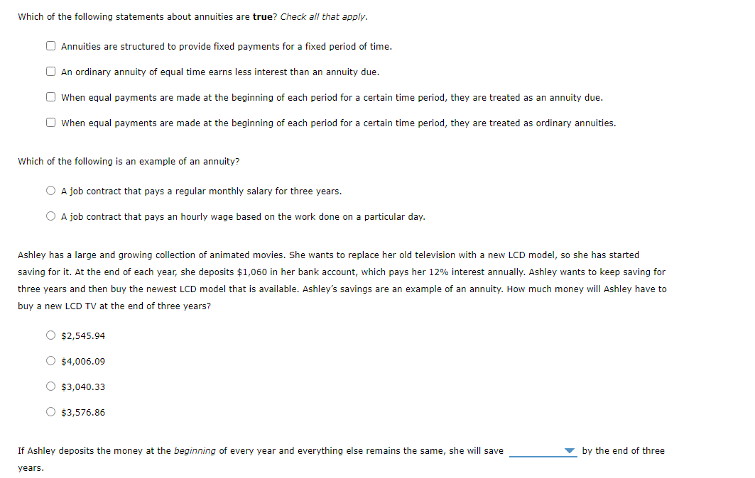 Solved Which Of The Following Statements About Annuities Are | Chegg.com