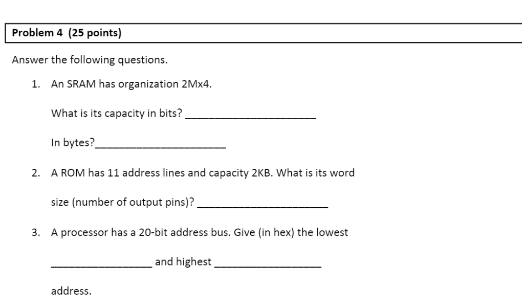 Solved Problem 4 (25 points) Answer the following questions. | Chegg.com