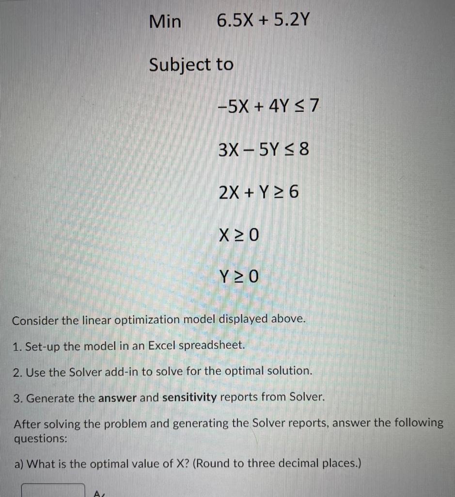 1. Set-up the model in an Excel spreadsheet. 2. Use | Chegg.com
