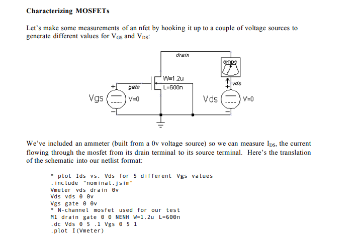 Characterizing MOSFETs Let's make some measurements | Chegg.com