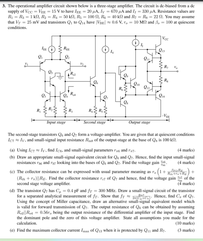 3. The Operational Amplifier Circuit Shown Below Is A | Chegg.com