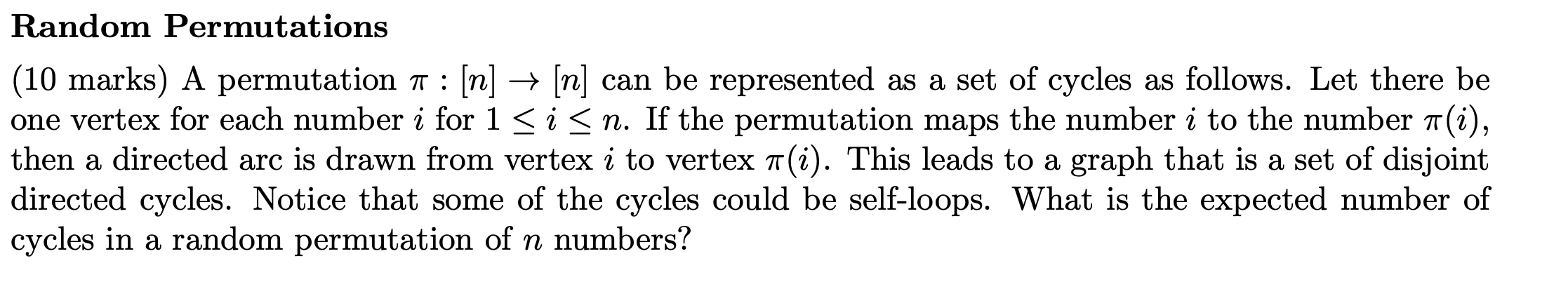 Solved Random Permutations (10 marks) A permutation 1 : [n] | Chegg.com