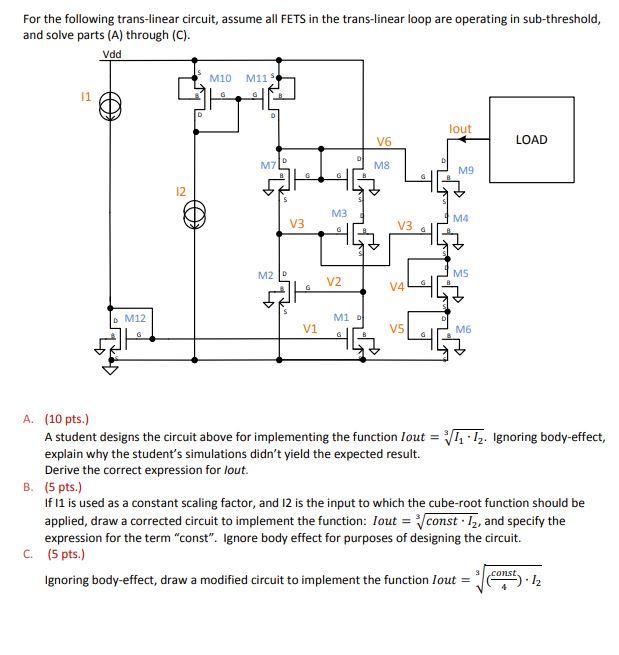 For the following trans-linear circuit, assume all | Chegg.com