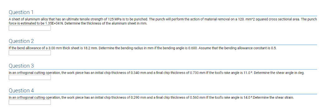 Solved Question1 A sheet of aluminum alloy that has an | Chegg.com