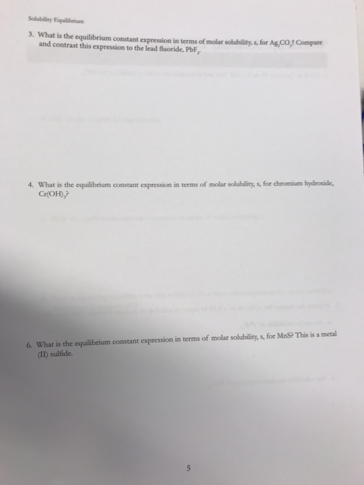 Solved Unit 12 Self Test: Solubility Equilibrium 1. a. Write | Chegg.com