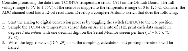 Consider processing the data from TC1047A temperature | Chegg.com