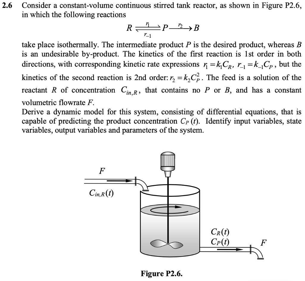 Solved 2.6 Consider a constant-volume continuous stirred | Chegg.com