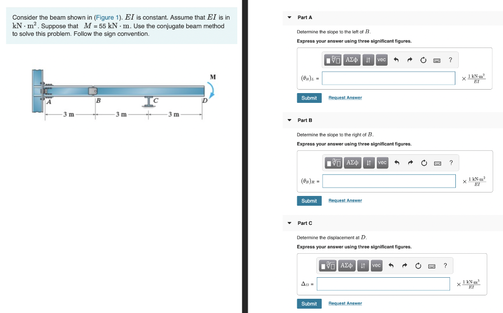Solved Part A Consider the beam shown in (Figure 1). El is | Chegg.com