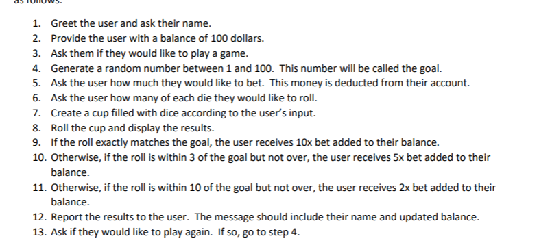 In python we are using the classes Cups() and Dice() | Chegg.com