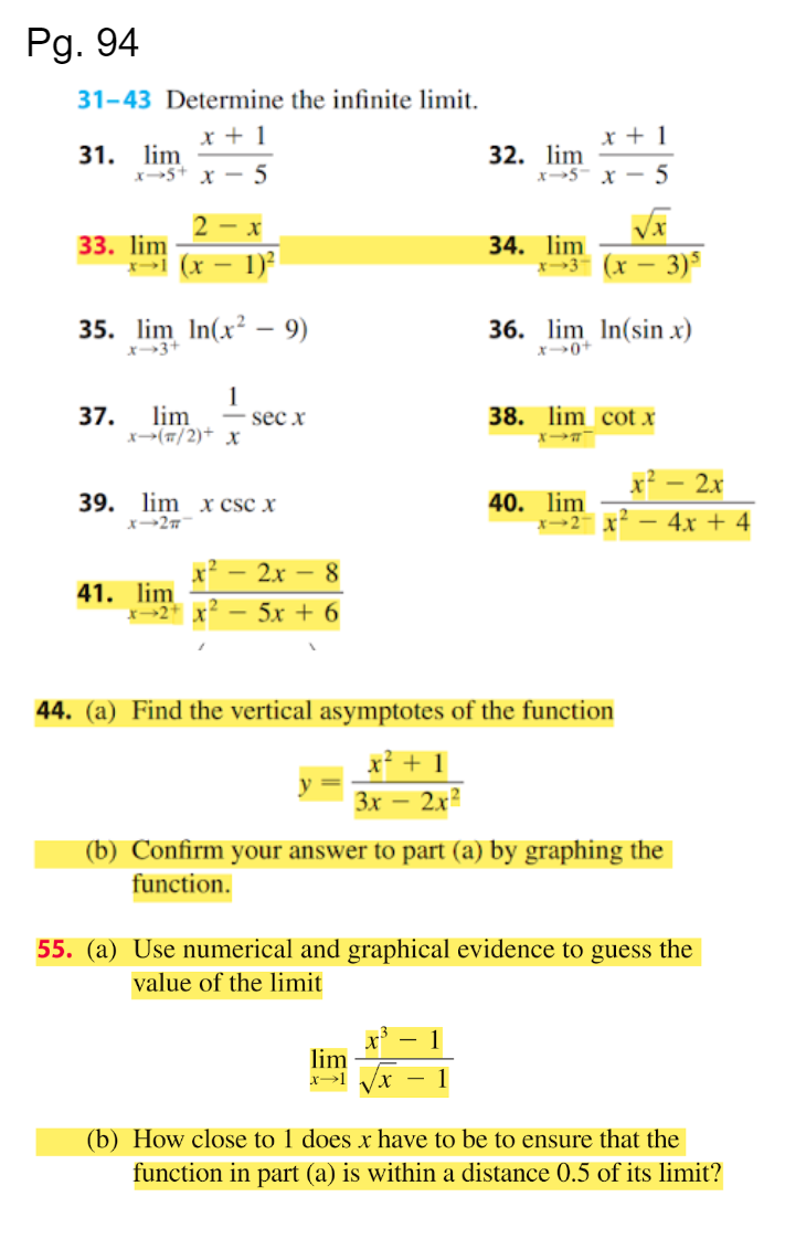 Solved 31 43 Determine The Infinite Limit 31 Limx→5 X−5x 1