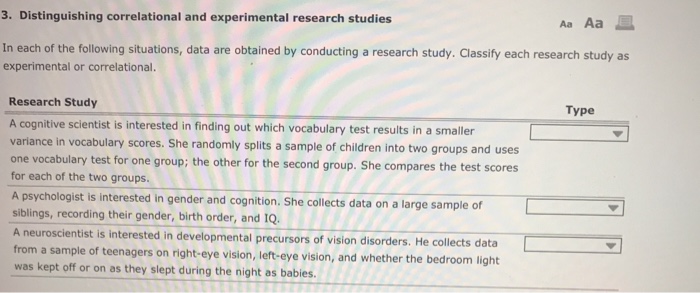 distinguishing between correlational and experimental studies