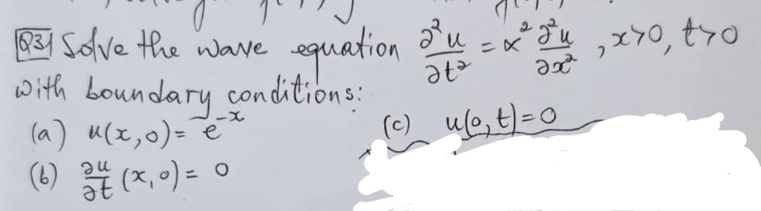 Solved Q31 Solve the wave equation ∂t2∂2u=α2∂x2∂2u,x>0,t>0 | Chegg.com