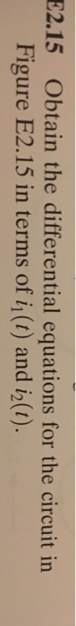 Solved E2.15 Obtain the differential equations for the | Chegg.com