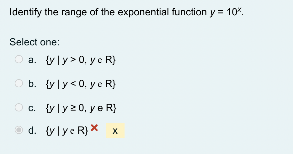 Solved Identify the range of the exponential function y = | Chegg.com