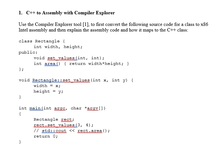 Solved 1. C++ to Assembly with Compiler Explorer Use the | Chegg.com