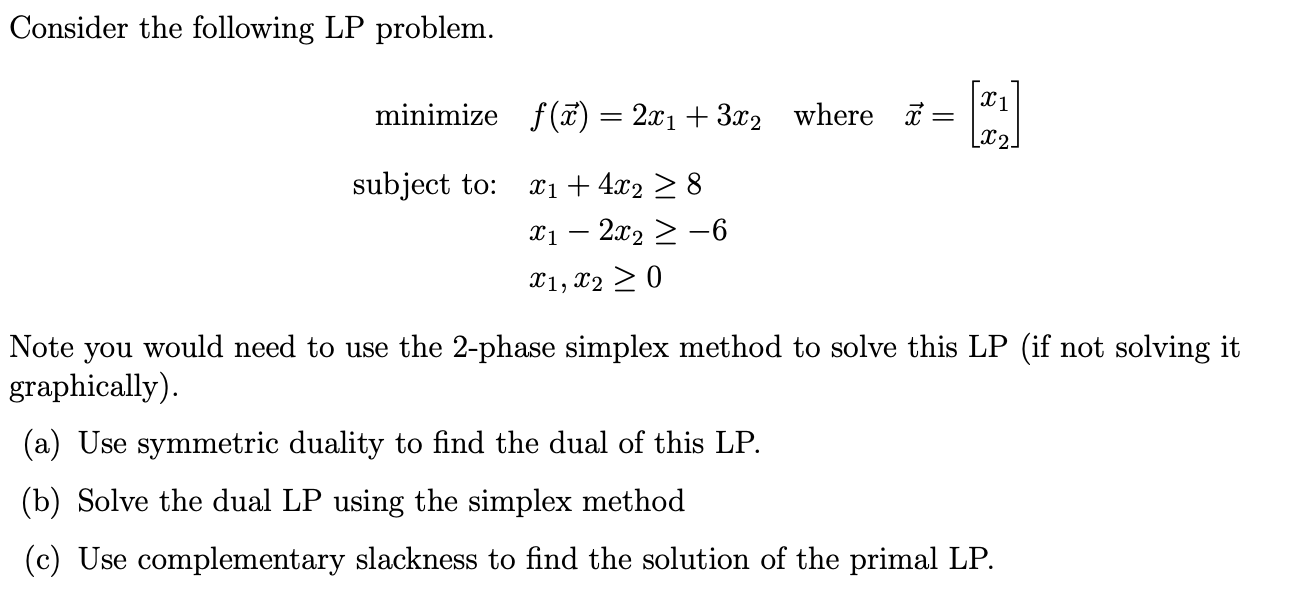 Solved Consider The Following LP Problem. Minimize Subject | Chegg.com