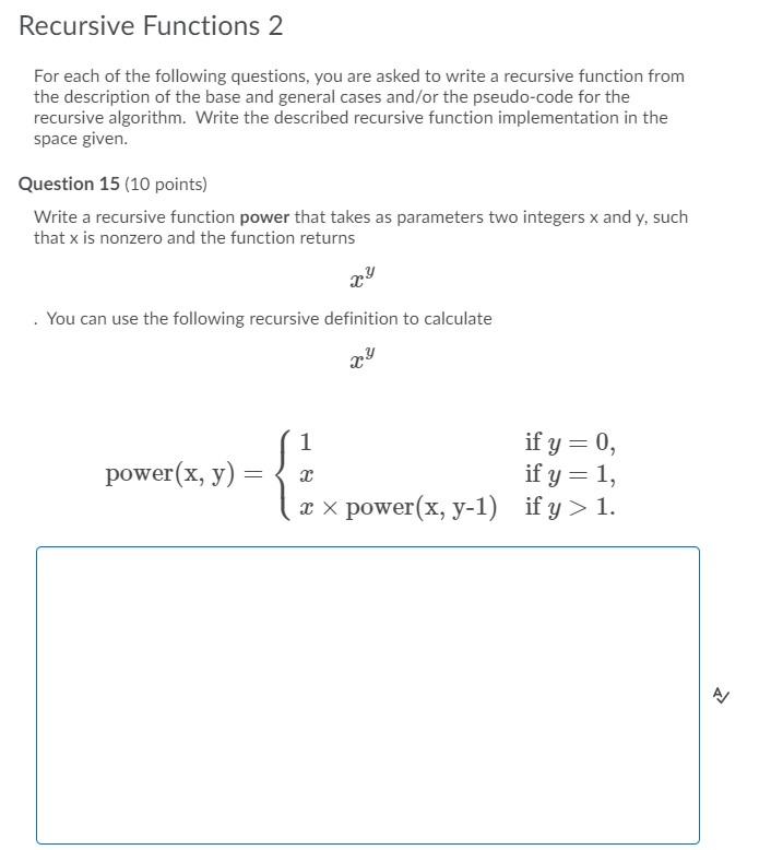 Solved Recursive Functions 2 For Each Of The Following | Chegg.com