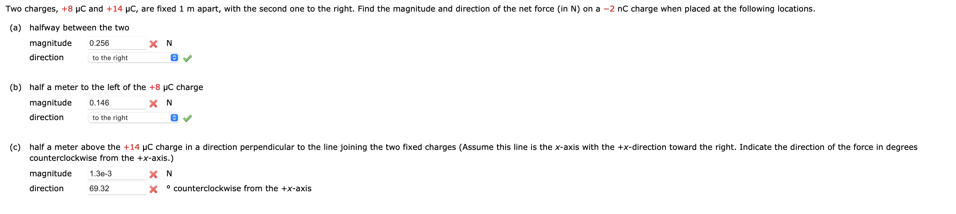 Solved q1=3.8×10−7C,q2=−7.5×10−7C, and q3=−1.7×10−7c(a) | Chegg.com