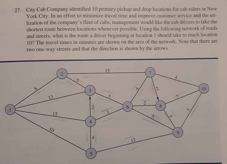 Solved 27. City Cab Company identified 10 primary pickup and | Chegg.com