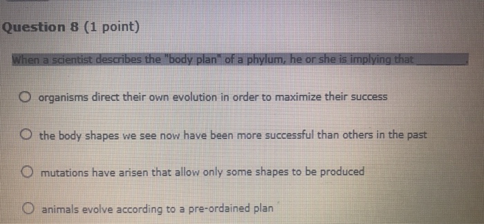 Solved Question 8 (1 point) O organisms direct their own | Chegg.com