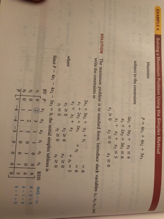 Solved EXAMPLE 4 Solving a Maximum Problem Using the Simplex | Chegg.com