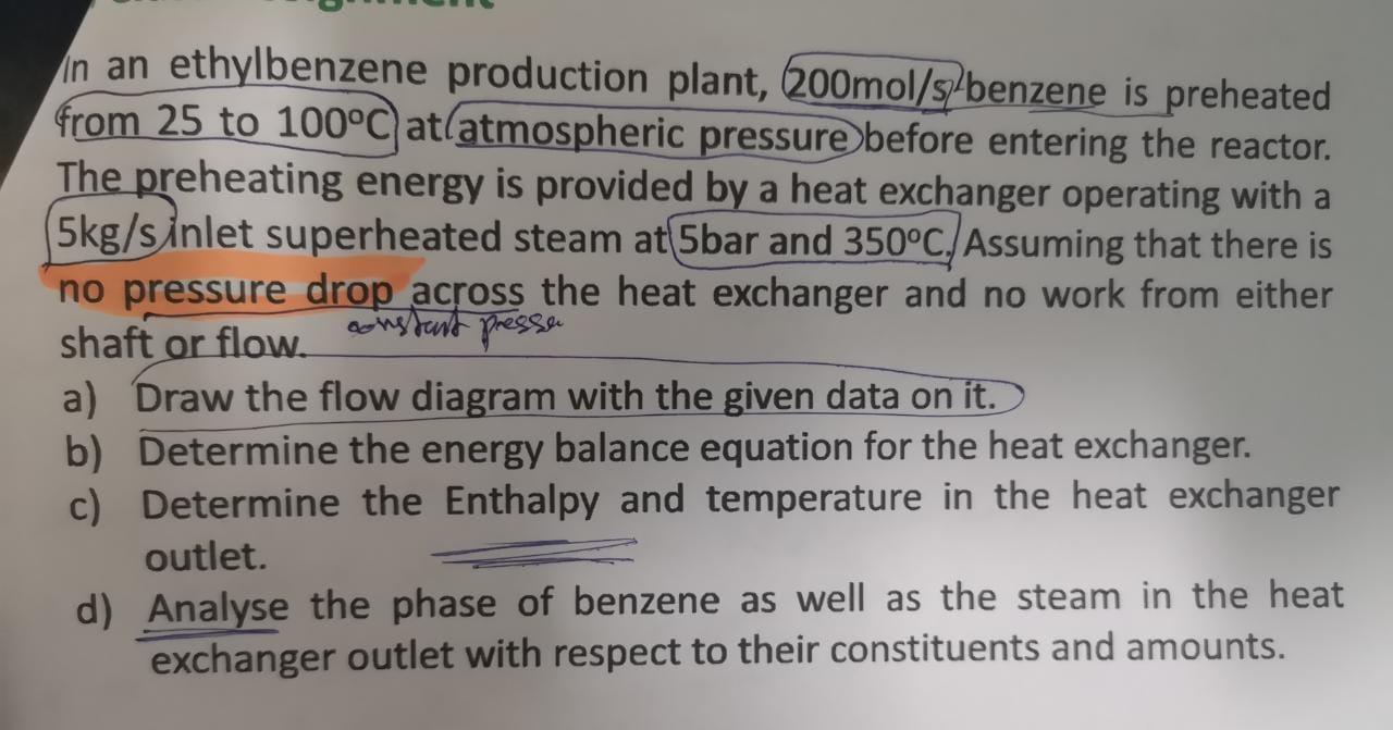 Solved In An Ethylbenzene Production Plant, | Chegg.com