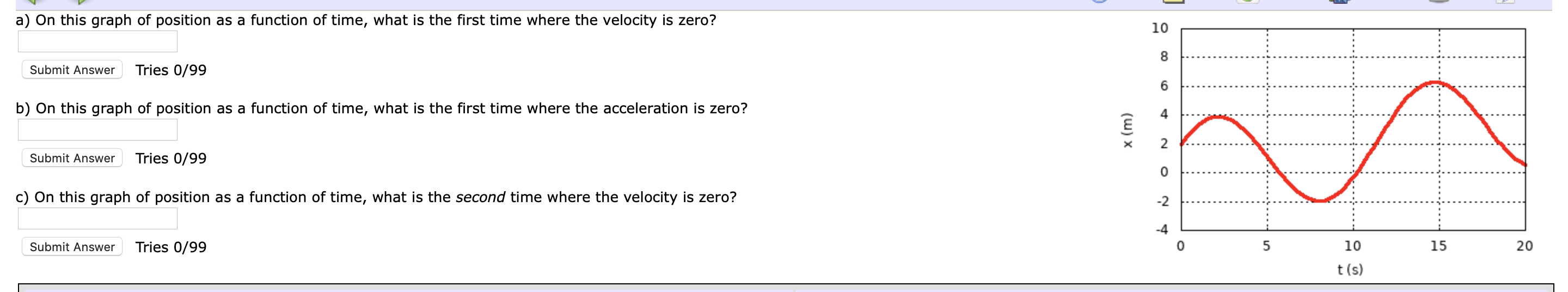 Solved a) On this graph of position as a function of time, | Chegg.com