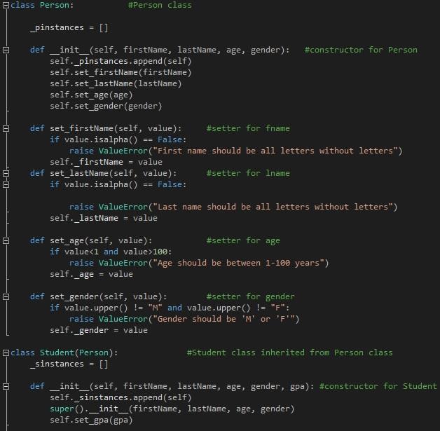 Solved Eclass Person: #Person class _pinstances = [] B def | Chegg.com