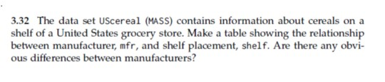 Solved 3 32 The Data Set UScereal MASS Contains Chegg