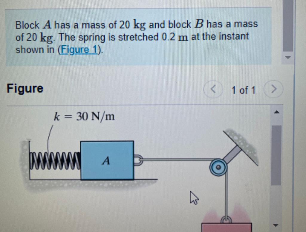 Solved Block A Has A Mass Of 20 Kg And Block B Has A Mass Of | Chegg.com