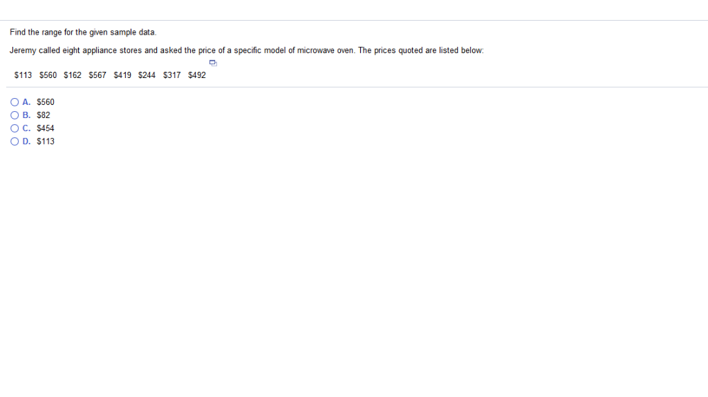Solved Find the range for the given sample data. Jeremy | Chegg.com