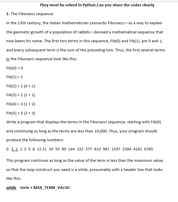 Solved They must be solved in Python.Can you share the codes | Chegg.com