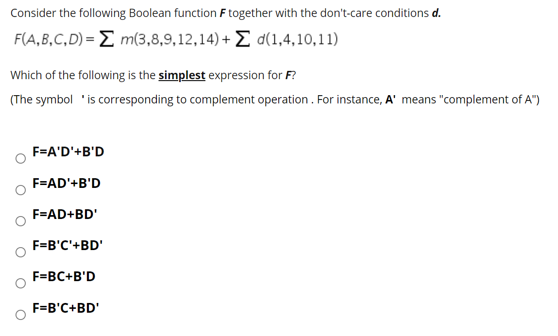 Solved Consider The Following Boolean Function F Together | Chegg.com