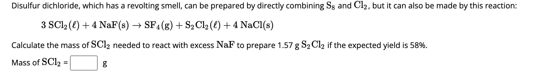 Solved Disulfur dichloride, which has a revolting smell, can | Chegg.com