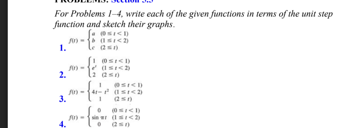Solved For Problems 1–4, write each of the given functions | Chegg.com