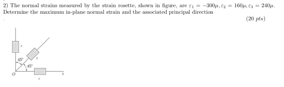 Solved 2) The normal strains measured by the strain rosette, | Chegg.com