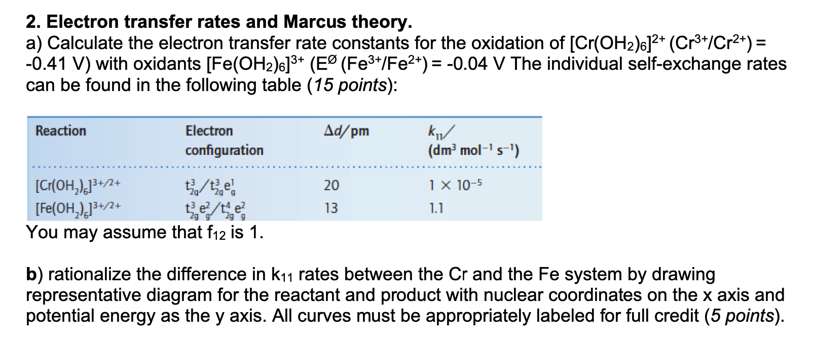 2 Electron Transfer Rates And Marcus Theory A Chegg Com