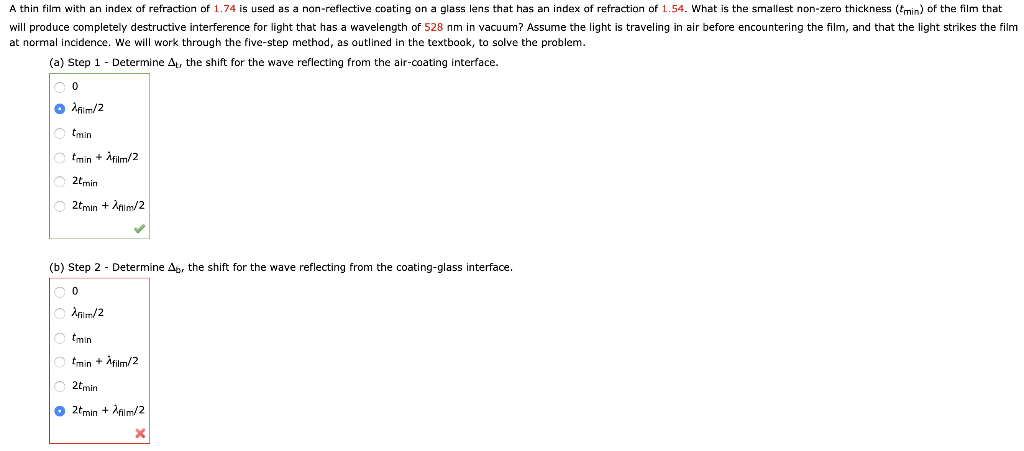 Solved A thin film with an index of refraction of 1.74 is | Chegg.com
