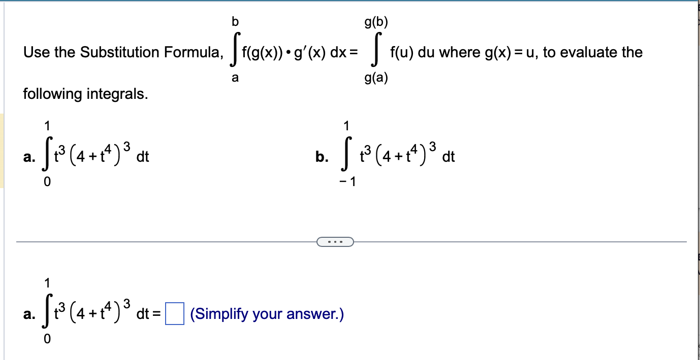 Solved Use The Substitution Formula, | Chegg.com