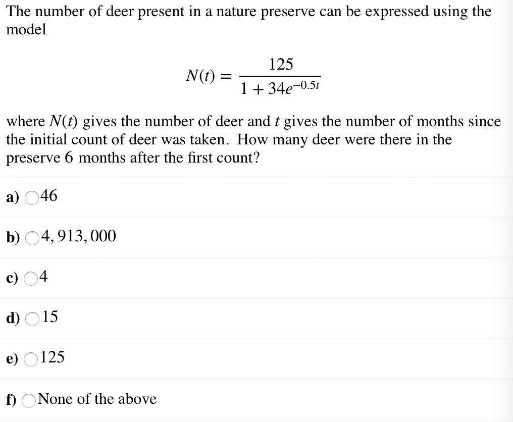Solved The Number Of Deer Present In A Nature Preserve Can Chegg