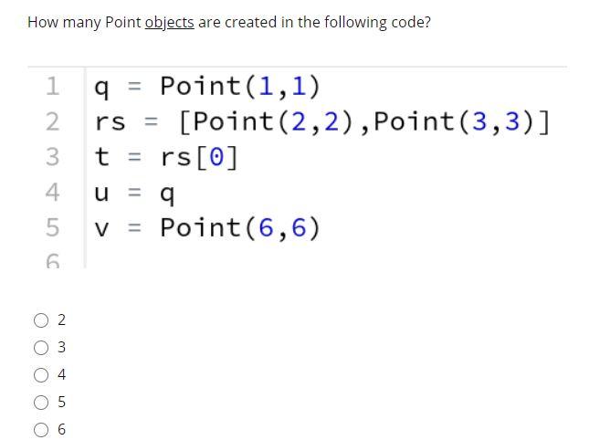 Solved How many point objects are created in the following | Chegg.com
